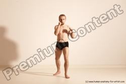 Underwear Martial art Man White Moving poses Slim Short Blond Dynamic poses Academic